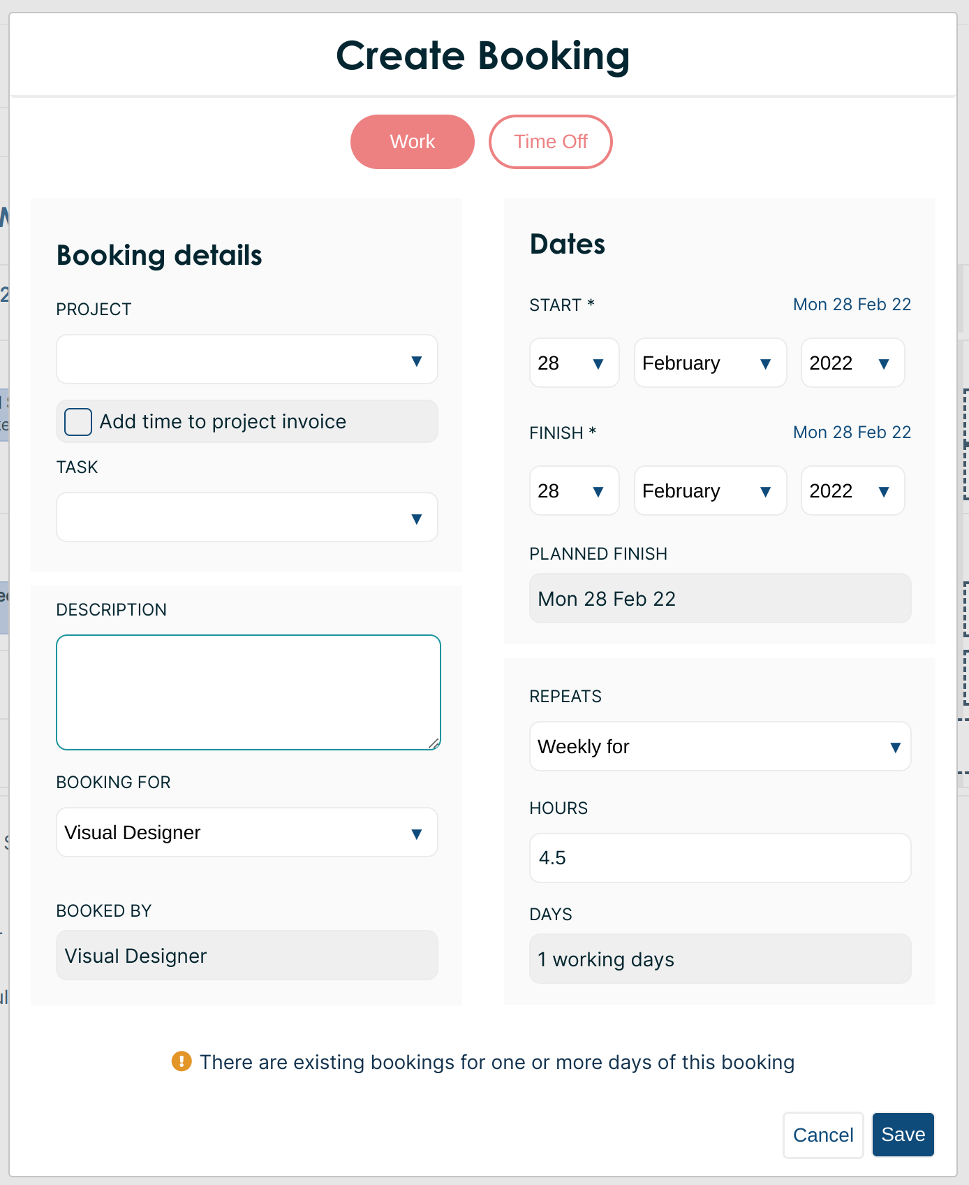 Create booking