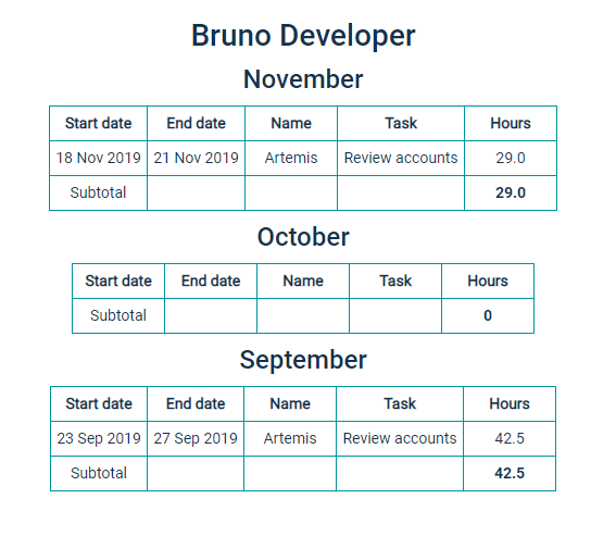 fflow timesheet for team member